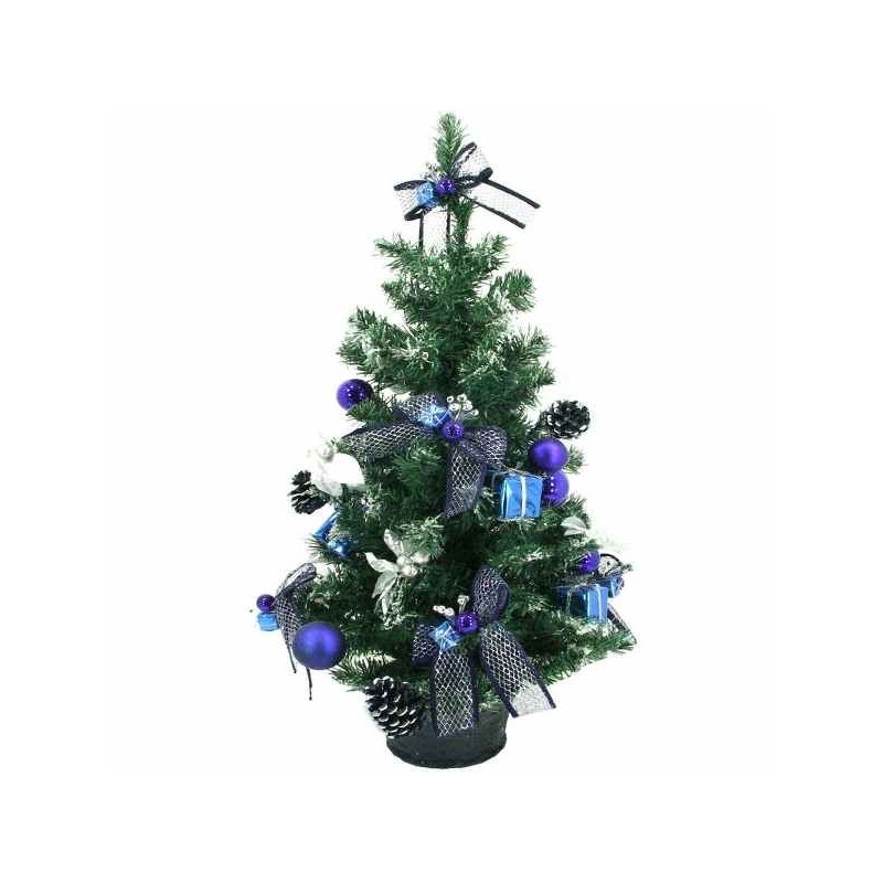 Vysoký zdobený stromček - modrý 75 cm