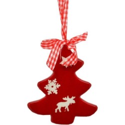 Vianočný keramický zvonček červený 8 cm